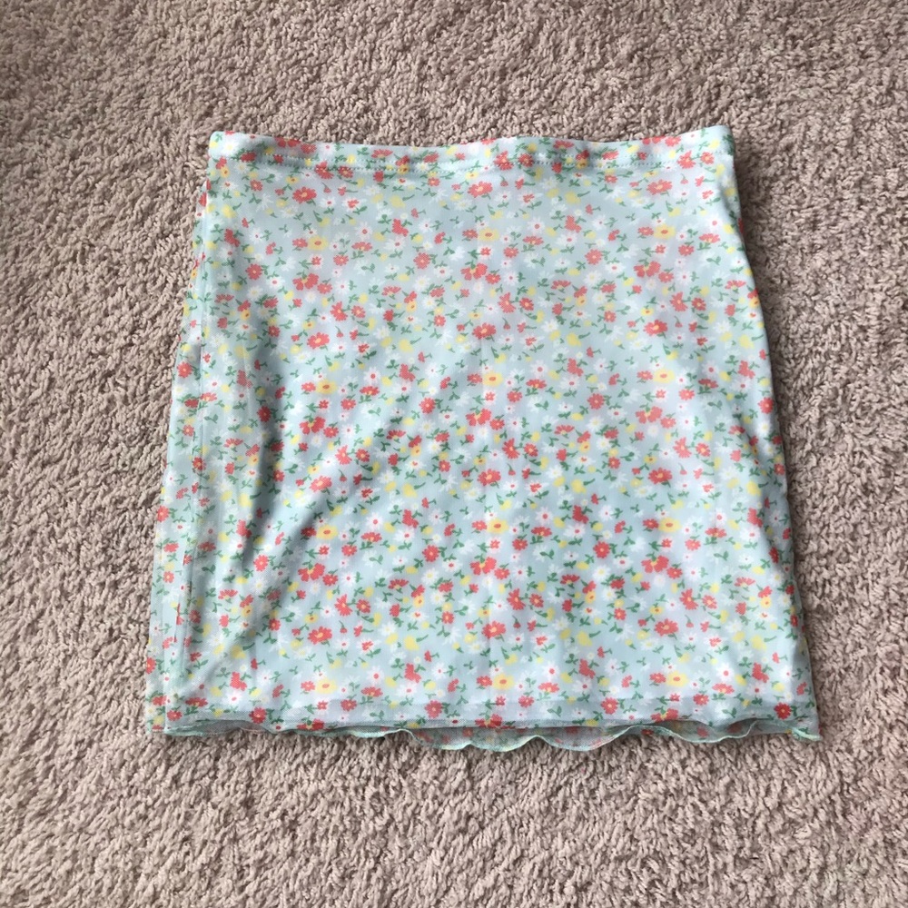 adorable floral skirt with light blue background